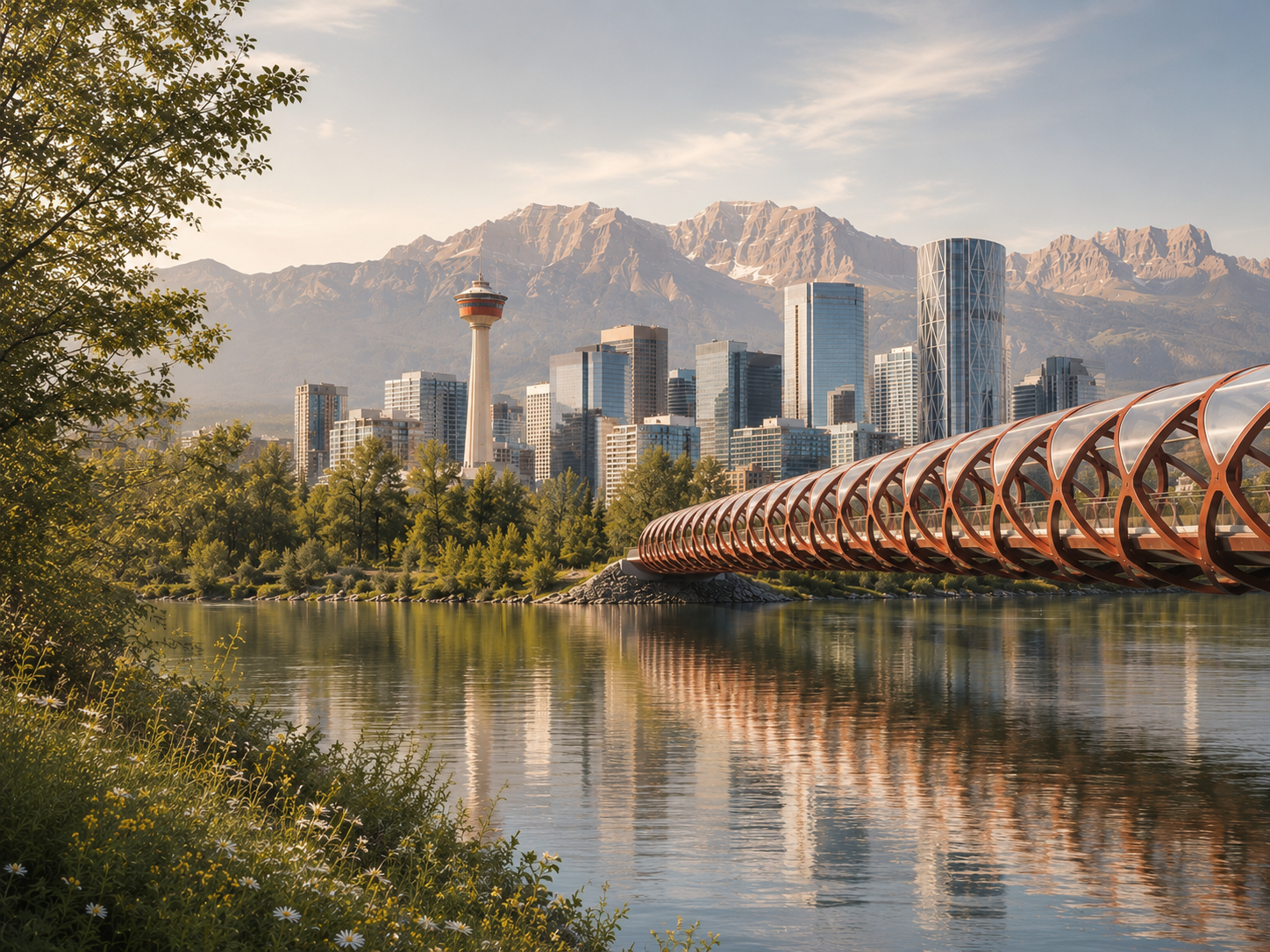 Calgary cityscape - Peace Bridge and Downtown Calgary